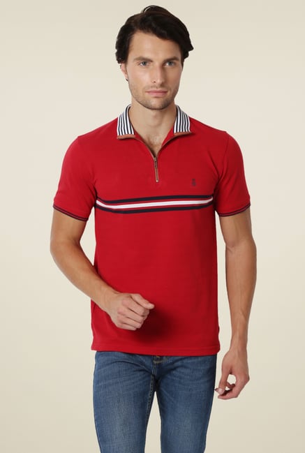 Peter England Red Half Sleeves Slim Fit Solid T-Shirt Peter England Red Half Sleeves Slim Fit Solid T-Shirt