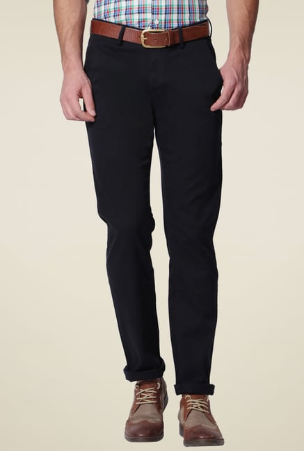 Allen Solly Black Slim Fit Cotton Trousers Allen Solly Black Slim Fit Cotton Trousers