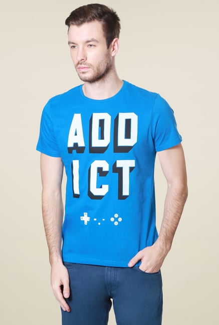 People Aqua Blue Crew Neck Cotton T-Shirt People Aqua Blue Crew Neck Cotton T-Shirt