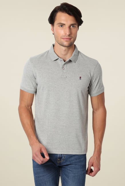 Peter England Grey Slim Fit Polo T-Shirt Peter England Grey Slim Fit Polo T-Shirt