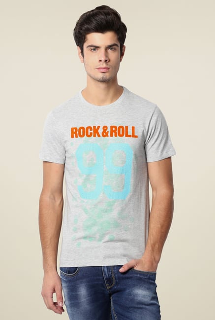 Peter England Grey Crew Neck T-Shirt Peter England Grey Crew Neck T-Shirt
