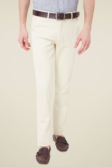 Allen Solly Cream Slim Fit Trousers Allen Solly Cream Slim Fit Trousers