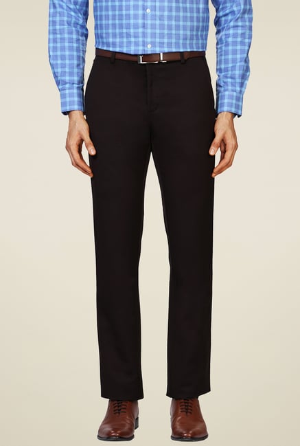 Allen Solly Black Mid Rise Flat Front Trousers Allen Solly Black Mid Rise Flat Front Trousers