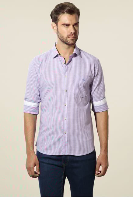 Van Heusen Blue Striped Full Sleeves Cotton Shirt Van Heusen Blue Striped Full Sleeves Cotton Shirt