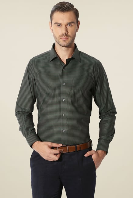 Van Heusen Olive Printed Slim Fit Shirt Van Heusen Olive Printed Slim Fit Shirt