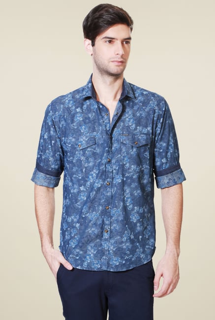 Van Heusen Blue Printed Shirt Van Heusen Blue Printed Shirt