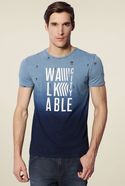 Van Heusen Blue Cotton Crew Neck T-Shirt Van Heusen Blue Cotton Crew Neck T-Shirt