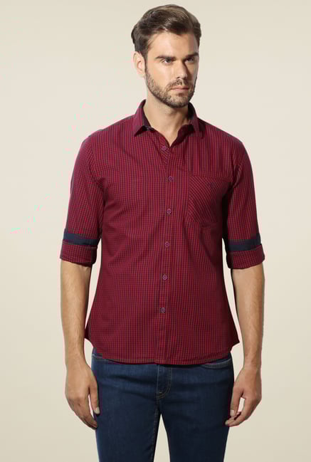 Van Heusen Red Checks Cotton Shirt Van Heusen Red Checks Cotton Shirt