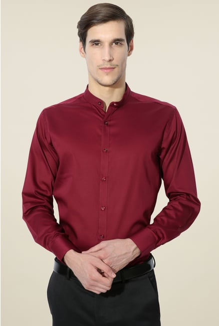 Van Heusen Maroon Band Collar Shirt Van Heusen Maroon Band Collar Shirt