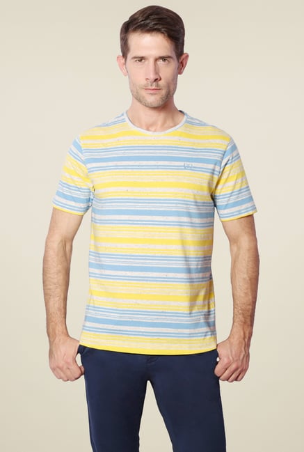 Van Heusen Yellow & Blue Crew Neck T-Shirt Van Heusen Yellow & Blue Crew Neck T-Shirt