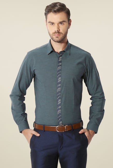 Van Heusen Slate Blue Cotton Shirt Van Heusen Slate Blue Cotton Shirt