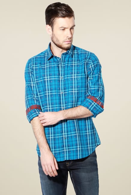 Van Heusen Aqua Blue Full Sleeves Shirt Van Heusen Aqua Blue Full Sleeves Shirt