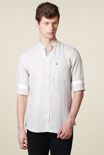 Allen Solly Ecru Comfort Fit Shirt Allen Solly Ecru Comfort Fit Shirt