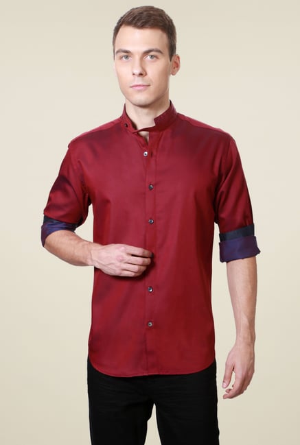 Van Heusen Burgundy Slim Fit Cotton Shirt Van Heusen Burgundy Slim Fit Cotton Shirt