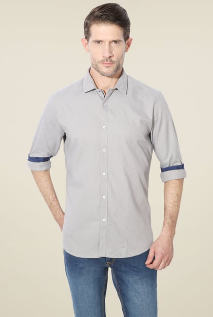 Van Heusen Light Grey Full Sleeves Regular Fit Shirt Van Heusen Light Grey Full Sleeves Regular Fit Shirt