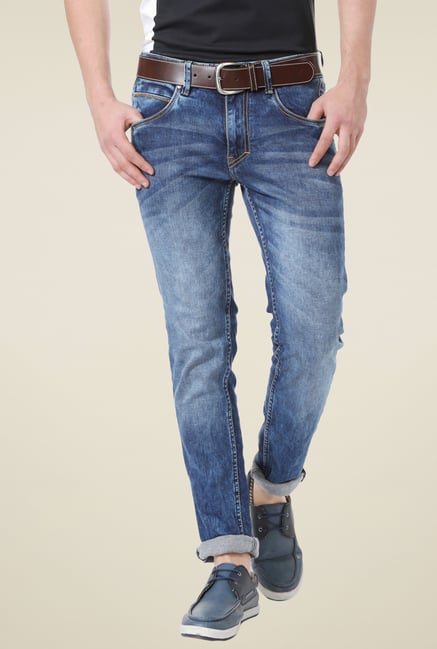People Blue Heavily Washed Jeans People Blue Heavily Washed Jeans