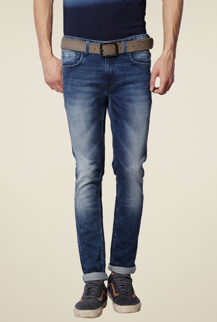 Van Heusen Space Blue Heavily Washed Ultra Slim Fit Jeans Van Heusen Space Blue Heavily Washed Ultra Slim Fit Jeans