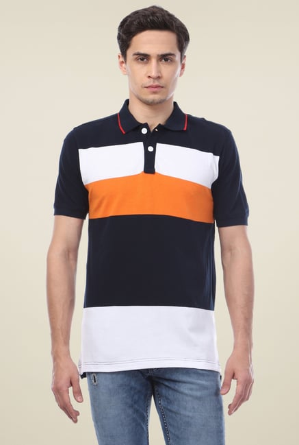 Van Heusen Navy Striped Polo T-Shirt Van Heusen Navy Striped Polo T-Shirt