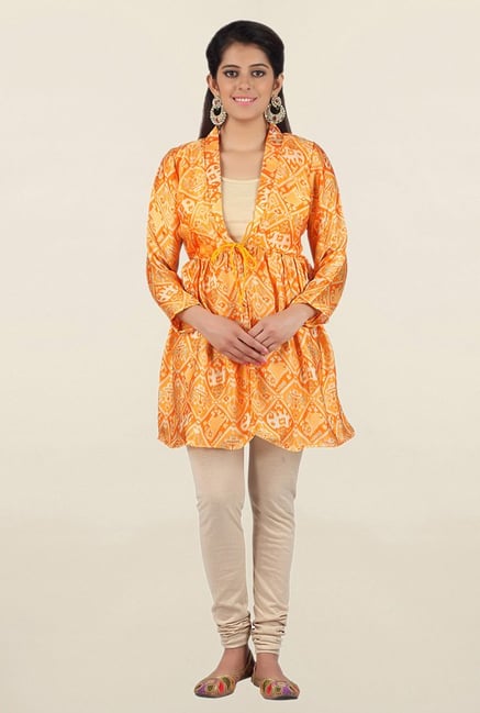 Jashn Orange Printed Satin Tunic Jashn Orange Printed Satin Tunic