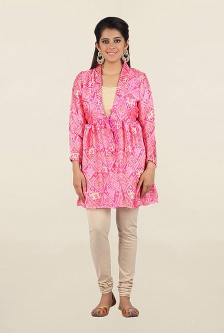Jashn Pink Printed Satin Tunic Jashn Pink Printed Satin Tunic