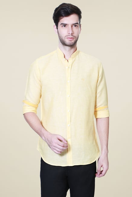 Van Heusen Yellow Full Sleeves Solid Shirt Van Heusen Yellow Full Sleeves Solid Shirt