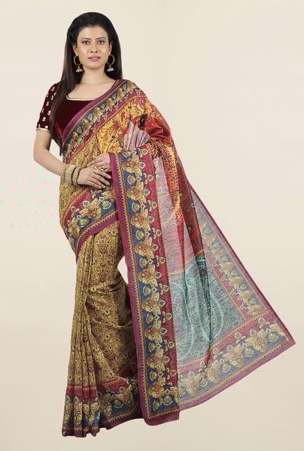 Jashn Yellow Printed Art Silk Saree Jashn Yellow Printed Art Silk Saree