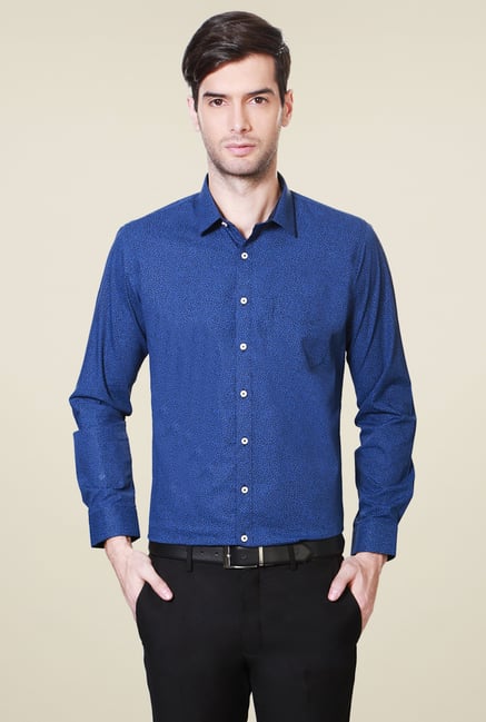 Van Heusen Royal Blue Printed Cotton Shirt Van Heusen Royal Blue Printed Cotton Shirt