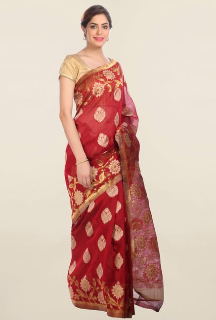 Jashn Red Printed Saree Jashn Red Printed Saree