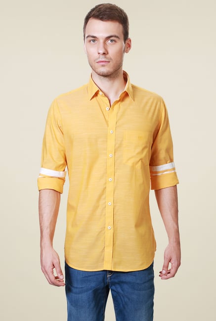Van Heusen Yellow Full Sleeves Cotton Shirt Van Heusen Yellow Full Sleeves Cotton Shirt