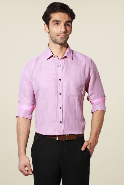 Van Heusen Pink Full Sleeves Striped Shirt Van Heusen Pink Full Sleeves Striped Shirt