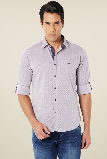 Van Heusen Grey Full Sleeves Cotton Printed Shirt Van Heusen Grey Full Sleeves Cotton Printed Shirt