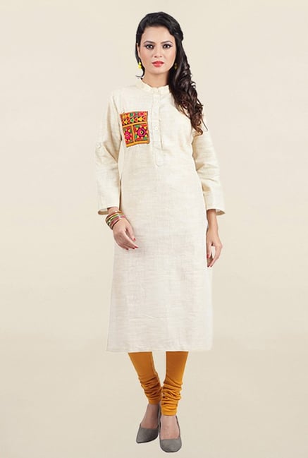 Jashn Off White Textured Linen Kurta Jashn Off White Textured Linen Kurta