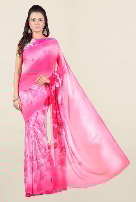 Jashn Pink Printed Georgette Saree Jashn Pink Printed Georgette Saree
