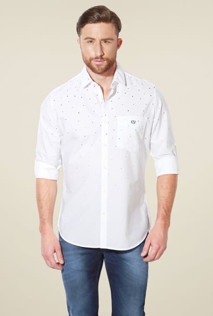 Van Heusen White Printed Full Sleeves Shirt Van Heusen White Printed Full Sleeves Shirt
