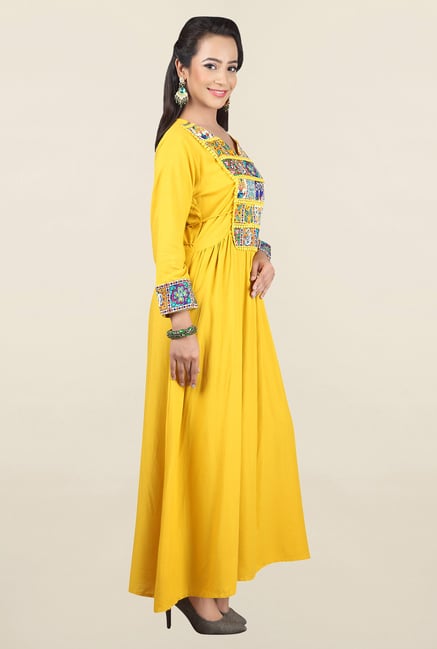 Jashn Yellow Printed Rayon Kurta Jashn Yellow Printed Rayon Kurta