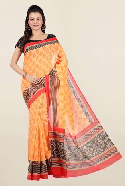 Jashn Orange Printed Cotton Saree Jashn Orange Printed Cotton Saree