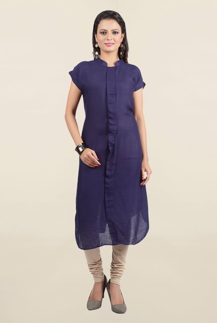 Jashn Navy Solid Viscose Kurta Jashn Navy Solid Viscose Kurta