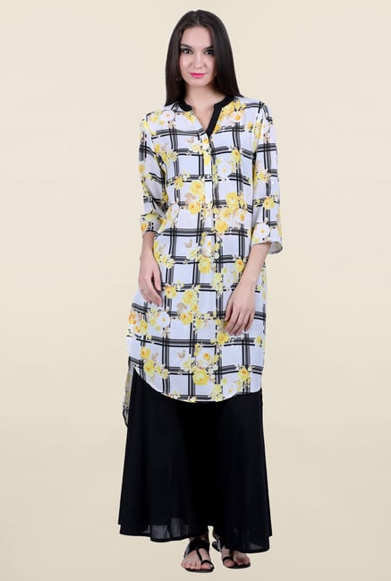 Juniper Off White Checks Kurta Juniper Off White Checks Kurta