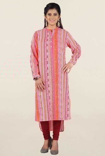 Jashn Pink Printed Cotton Kurta Jashn Pink Printed Cotton Kurta