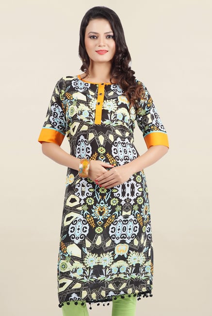 Jashn Multicolor Printed Crepe Kurta Jashn Multicolor Printed Crepe Kurta