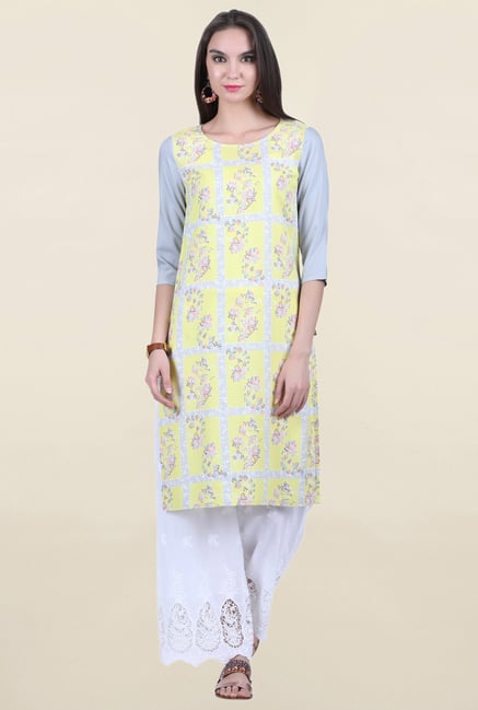 Juniper Yellow Floral Print Kurta Juniper Yellow Floral Print Kurta