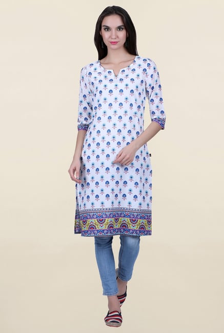Juniper Blue & White Printed Kurta Juniper Blue & White Printed Kurta