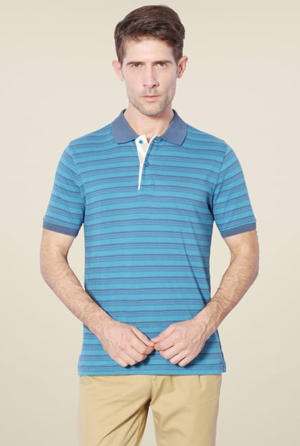 Van Heusen Sky Blue Striped T-Shirt Van Heusen Sky Blue Striped T-Shirt