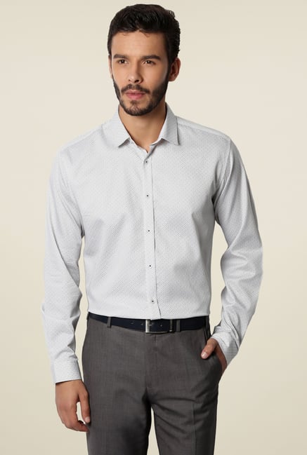 Van Heusen White Printed Cotton Shirt Van Heusen White Printed Cotton Shirt