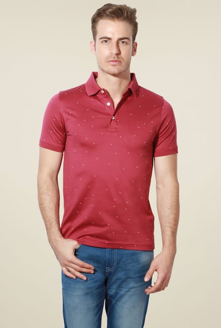 Van Heusen Red Printed Half Sleeves Polo T-Shirt Van Heusen Red Printed Half Sleeves Polo T-Shirt
