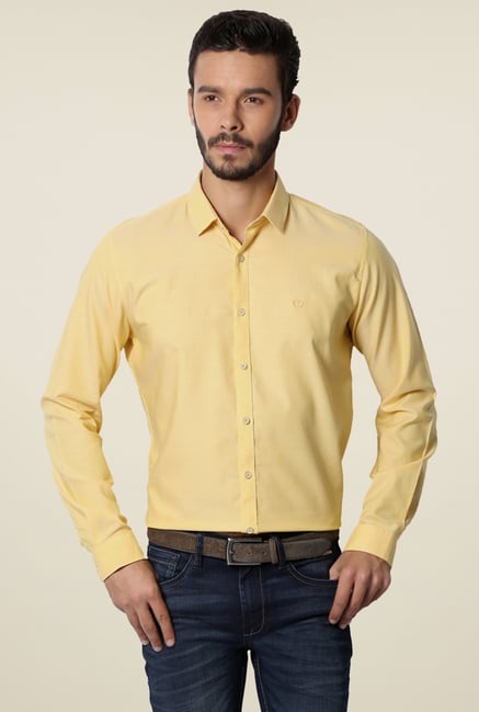 Van Heusen Yellow Slim Fit Cotton Shirt Van Heusen Yellow Slim Fit Cotton Shirt