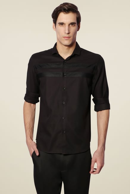 Van Heusen Black Slim Fit Cotton Shirt Van Heusen Black Slim Fit Cotton Shirt