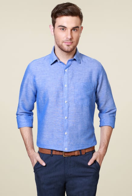 Van Heusen Blue Full Sleeves Slim Fit Slub Shirt Van Heusen Blue Full Sleeves Slim Fit Slub Shirt