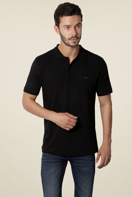 Van Heusen Black Cotton Half Sleeves Polo T-Shirt Van Heusen Black Cotton Half Sleeves Polo T-Shirt