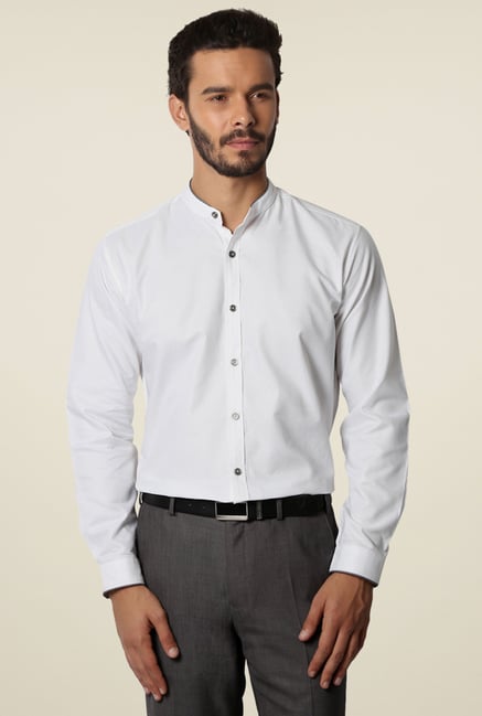 Van Heusen White Band Collar Cotton Shirt Van Heusen White Band Collar Cotton Shirt